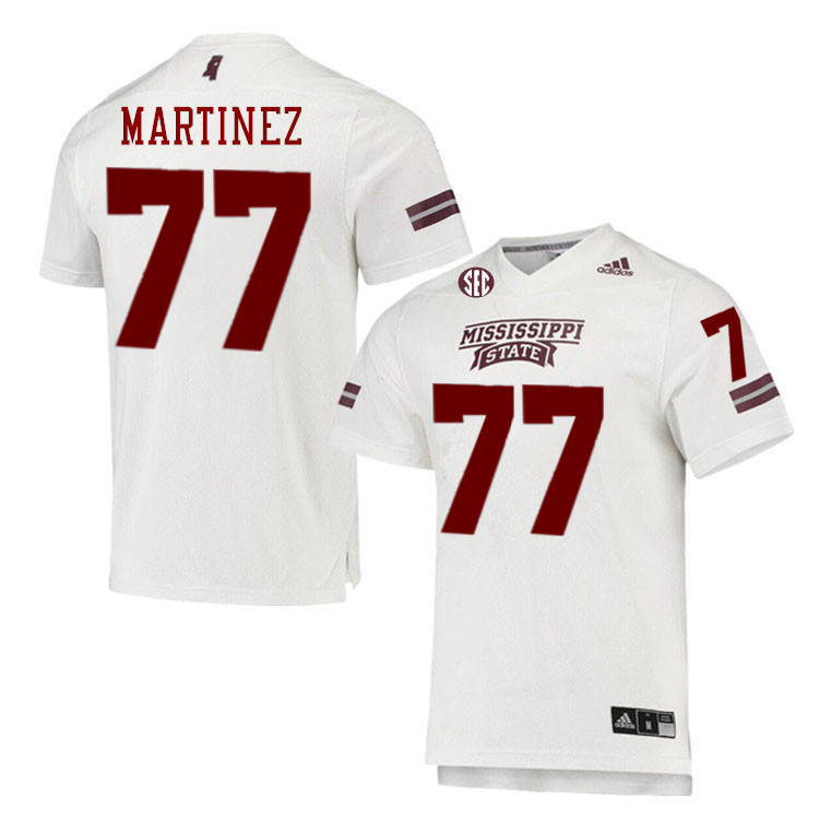 Men #77 Marlon Martinez Mississippi State Bulldogs College Football Jerseys Stitched-White